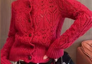 women's short crochet cut-out cardigan, view 4 - MRSLM