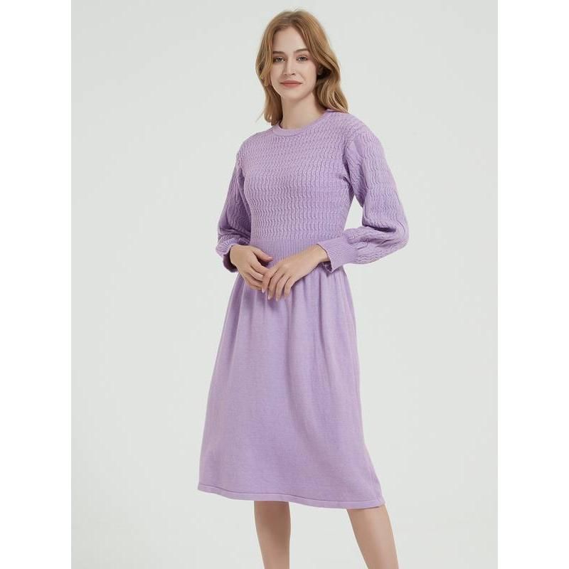 long sleeve knitted sweater dress, view 5 - MRSLM