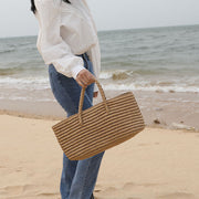 large straw tote bag, view 6 - MRSLM