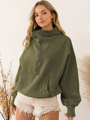women's half-zip hoodie with pockets, view 26 - MRSLM
