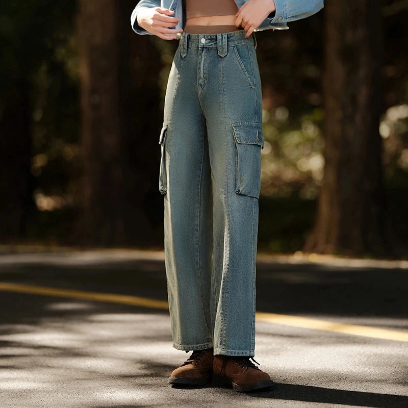 distressed wide-leg jeans, view 3 - MRSLM