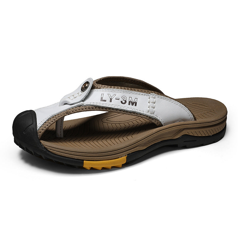 men's casual leather flip flops, view 2 - MRSLM