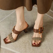 Square toe high heel leather slippers, view 5 - MRSLM