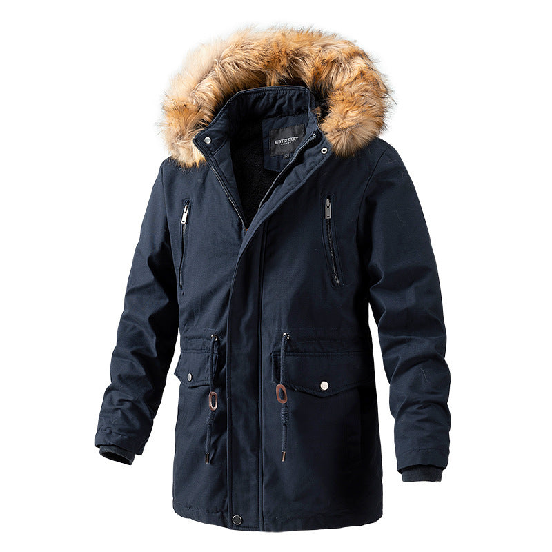 men's detachable hooded washed winter coat, view 3 - MRSLM