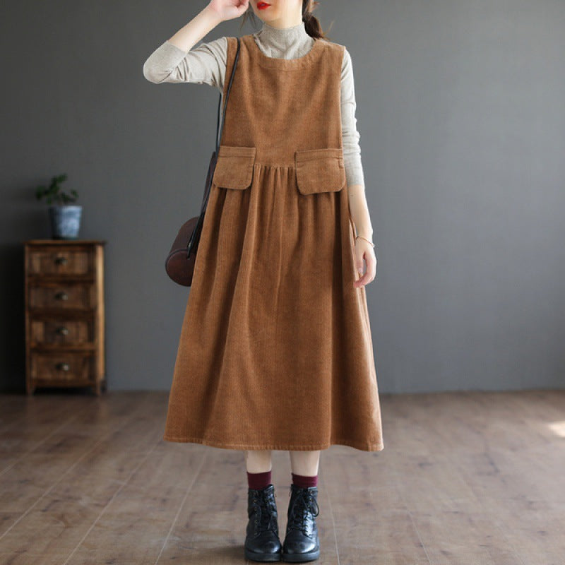 corduroy vest dress with pockets - MRSLM