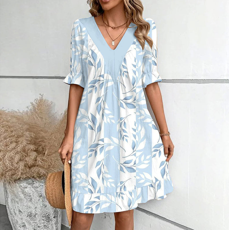 loose V-neck dress, view 7 - MRSLM