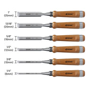 6-piece wood chisel set with wooden case, view 7 - MRSLM