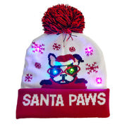 Light-up LED Christmas knit beanie with pom-pom, view 15 - MRSLM