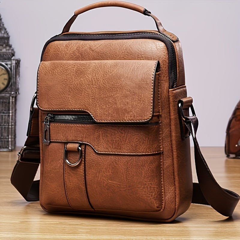men's PU leather crossbody messenger bag - MRSLM