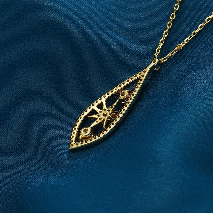 Vintage Water Drop Sterling Silver Gold-plated Zircon Necklace For Women