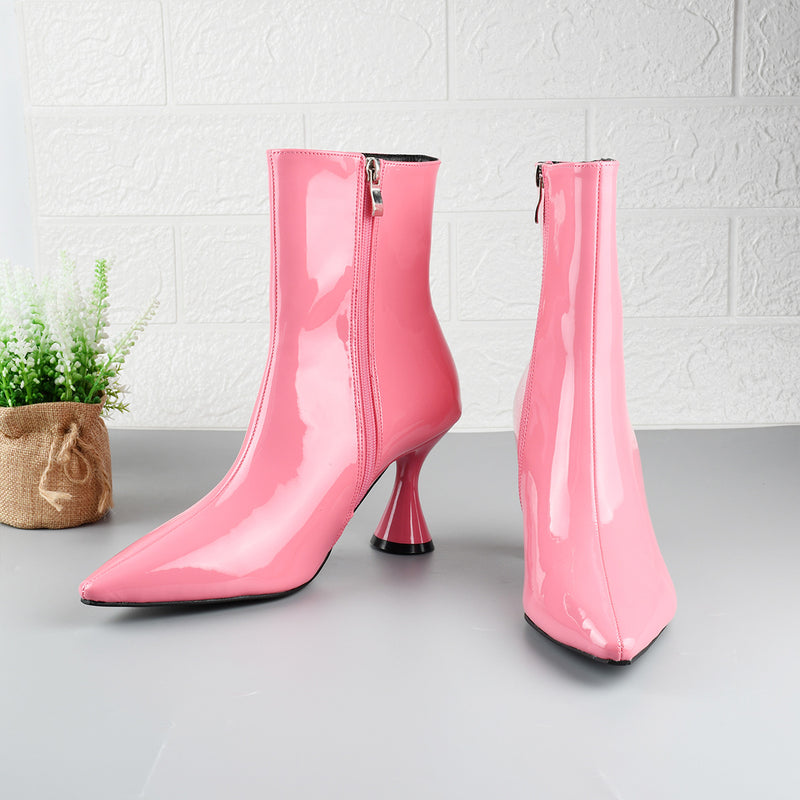 Women's pointed toe patent ankle boots, view 4 - MRSLM