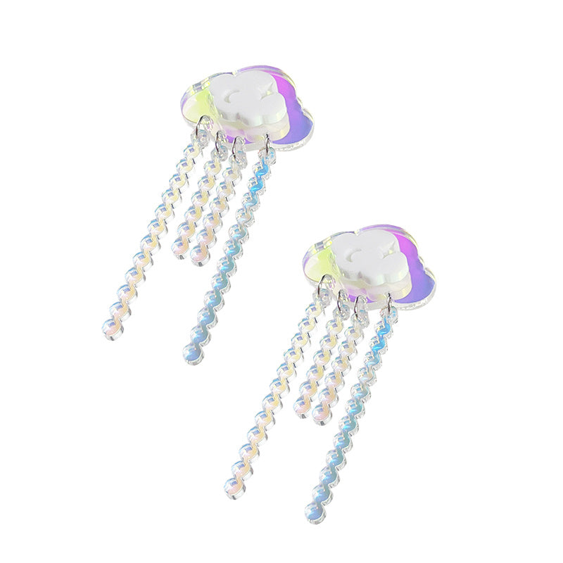 iridescent cloud stud earrings, view 5 - MRSLM