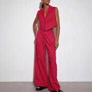 vest and high waist wide leg pants suit, view 5 - MRSLM