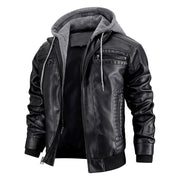 hooded pu leather jacket men, view 4 - MRSLM