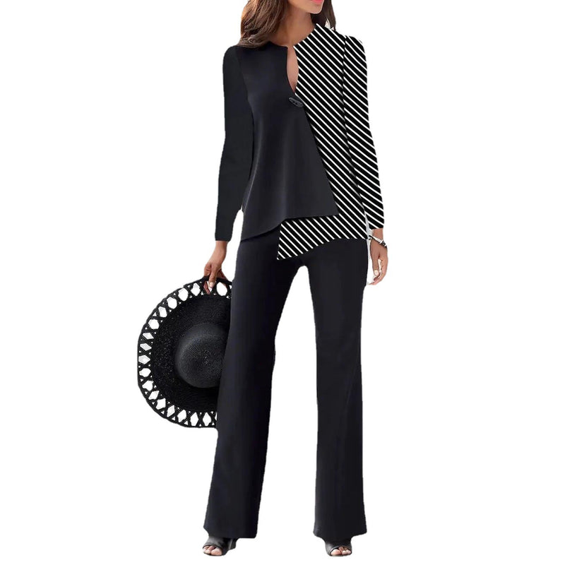 women's chiffon loose top and trousers suit, view 4 - MRSLM