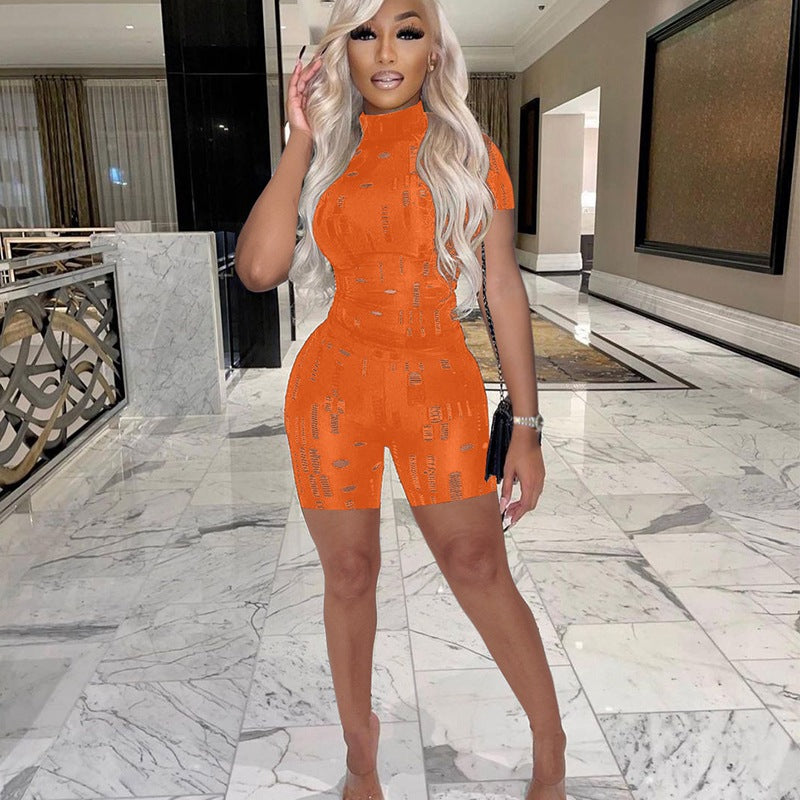women's short sleeve top and shorts suit, view 2 - MRSLM