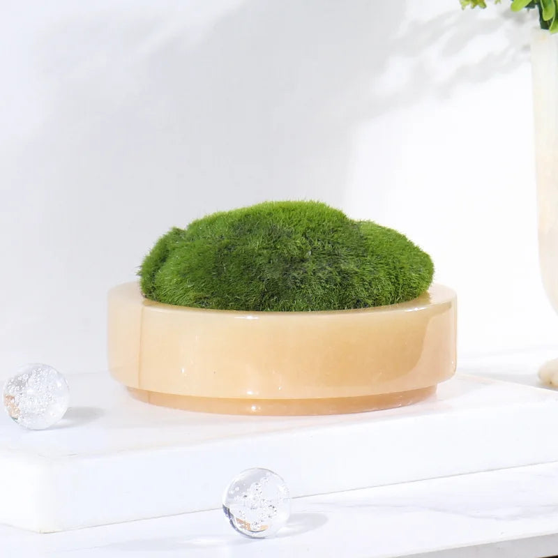 natural marble stone flower pot, view 3 - MRSLM