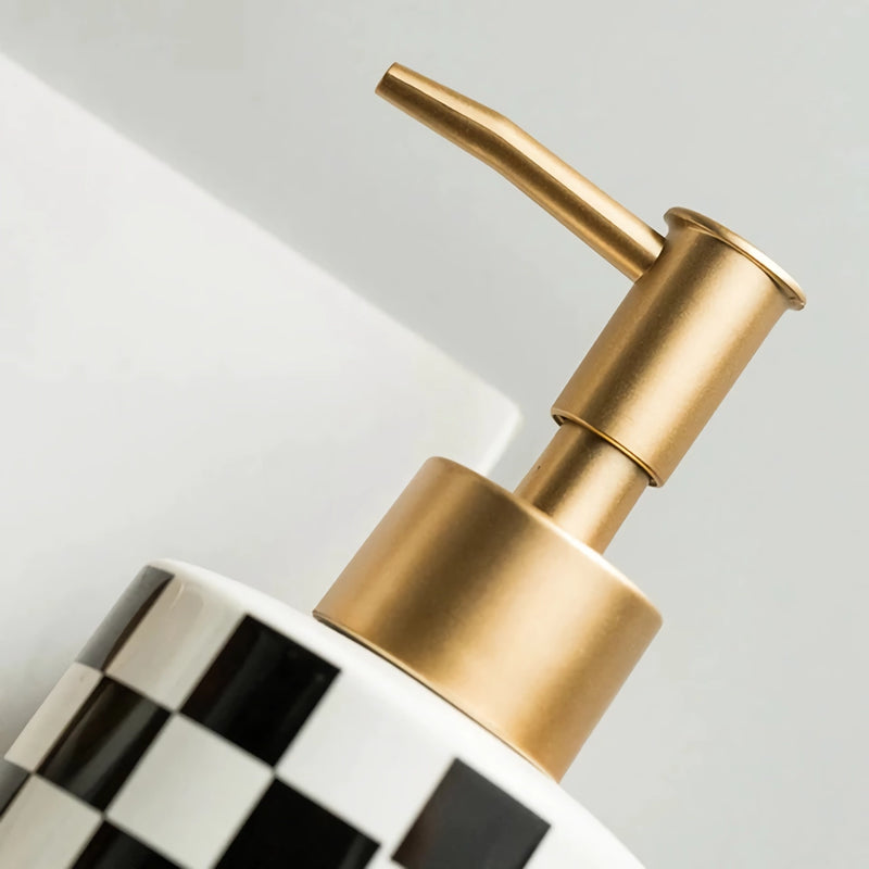 plaid ceramic bathroom dispenser, view 9 - MRSLM