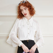 pearl collar chiffon shirt, view 4 - MRSLM