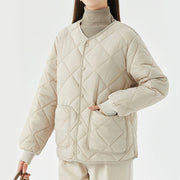 rhombus quilted round-neck jacket, view 4 - MRSLM
