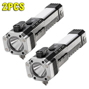 4-in-1 usb charging flashlight with safety hammer, view 4 - MRSLM