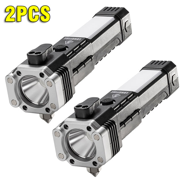 4-in-1 usb charging flashlight with safety hammer, view 4 - MRSLM