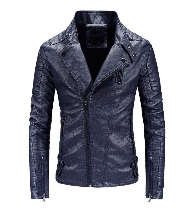 men's fleece-lined PU leather jacket, view 3 - MRSLM