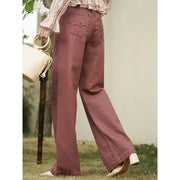 high waist wide-leg cotton jeans, view 3 - MRSLM