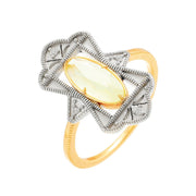 gold plated s925 silver prehnite ring, view 3 - MRSLM