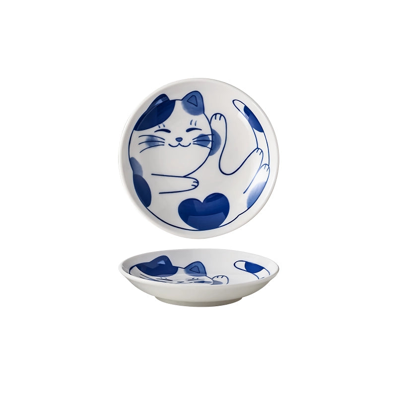 lucky cat ceramic dish, view 5 - MRSLM