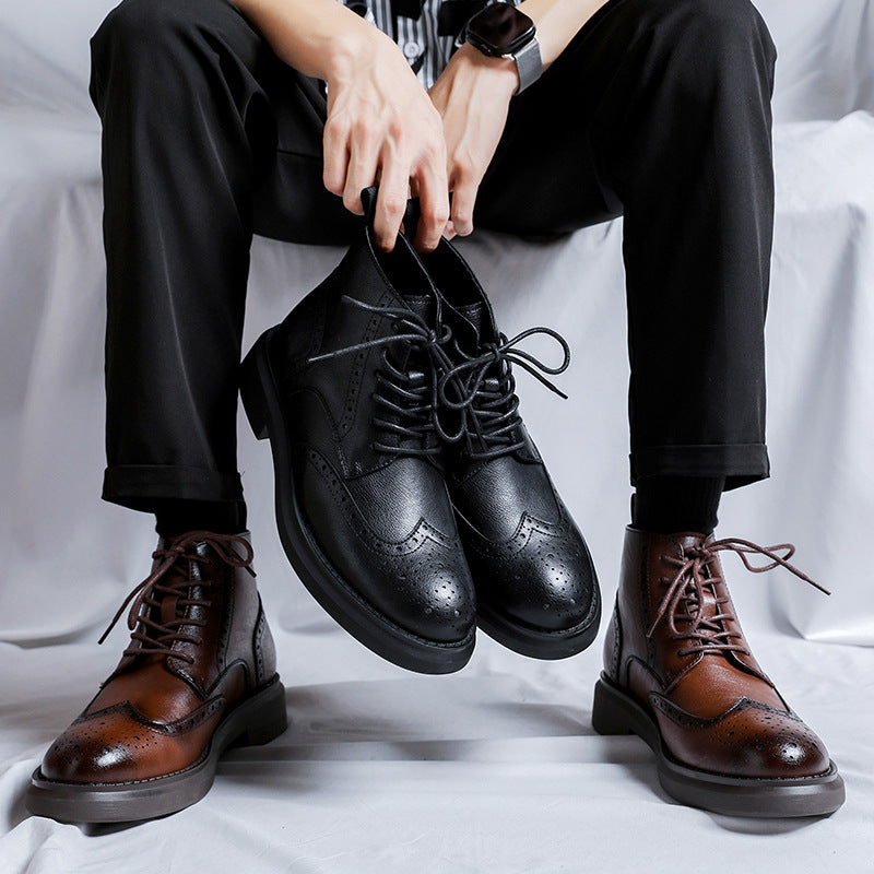 men's brogue leather ankle boots, view 6 - MRSLM