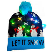 Light-up LED Christmas knit beanie with pom-pom, view 4 - MRSLM