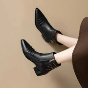 women's leather ankle boots side zipper, view 8 - MRSLM