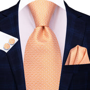 orange silk necktie set for men, view 2 - MRSLM