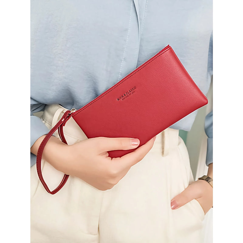 long pu leather zipper wallet, view 10 - MRSLM