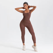 square neck bodycon yoga jumpsuit, view 12 - MRSLM