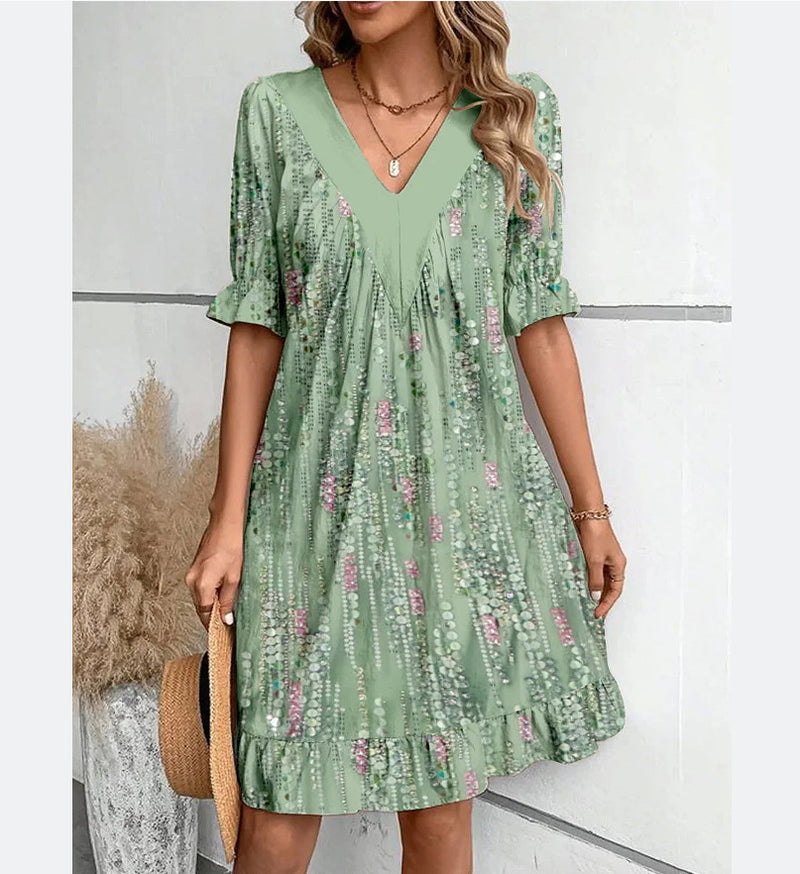 loose V-neck dress, view 5 - MRSLM