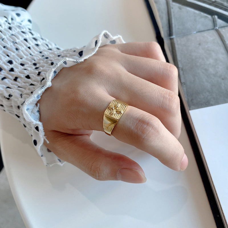 women's sterling silver cross flower ring - MRSLM