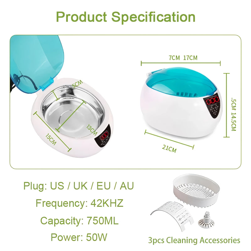750ml ultrasonic jewelry cleaner, view 4 - MRSLM