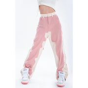 high waist wide leg pink denim jeans, view 4 - MRSLM
