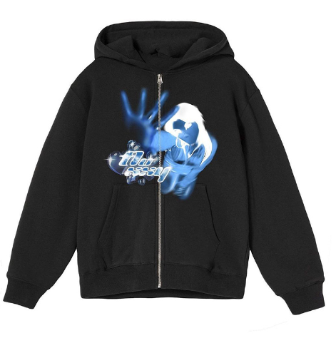 rhinestone print hooded zip cardigan, view 5 - MRSLM