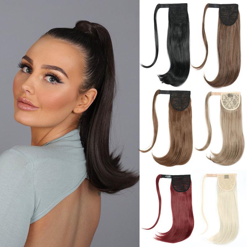 synthetic straight wraparound ponytail, view 22 - MRSLM