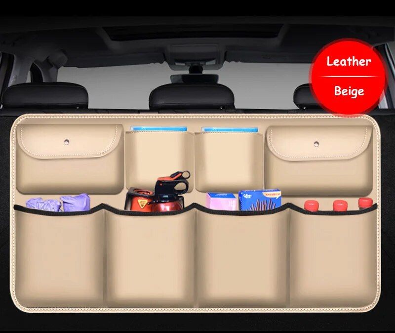 pu leather car trunk organizer, view 2 - MRSLM