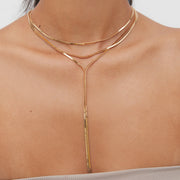 triple layer Y chain snake necklace, view 4 - MRSLM