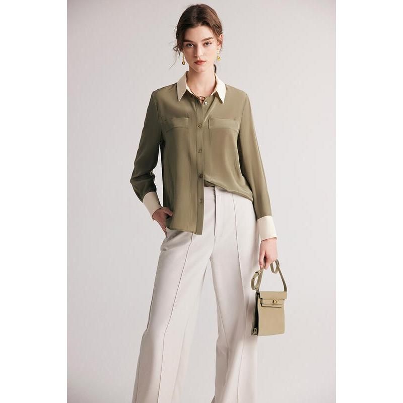 Chic Silk Crepe De Chine Dress Shirt for Women