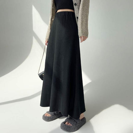 elegant high waist knitted skirt for women, view 2 - MRSLM