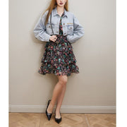 V-neck long sleeve floral dress, view 3 - MRSLM