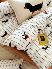 puppy striped cotton bedding set, view 5 - MRSLM