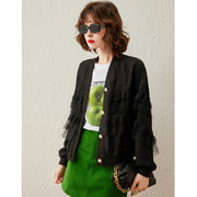 women's mesh lace beaded v-neck coat, view 2 - MRSLM