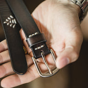 black leather men's belt, view 7 - MRSLM